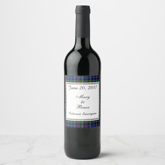 Farquharson Scottish Bröllop Vin etikett (Framsida)