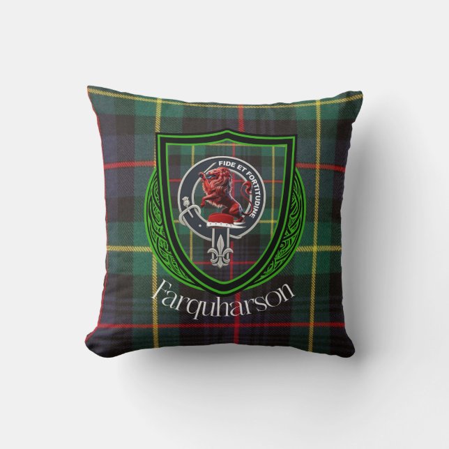 Farquharson Scottish Clan Tartan & Crest Kudde (Framsida)