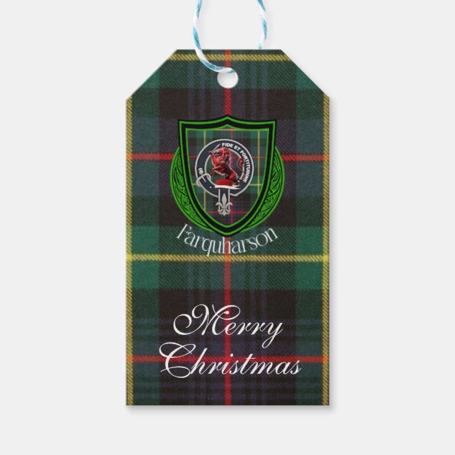 Farquharson skotska klan tartan & vapen presentetikett (Framsidan)