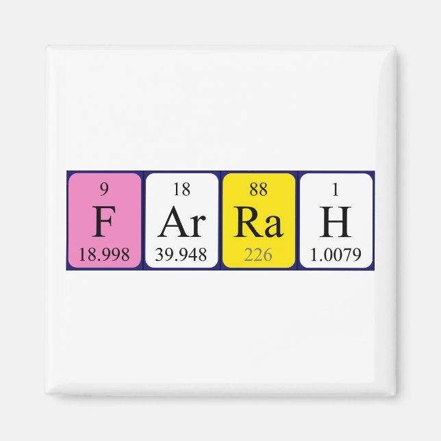 Farrah Perioh bord namn magnet (Framsidan)
