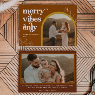 FARRAH Retro 70's Merry Vibes Arch Photo jul Inbjudningar