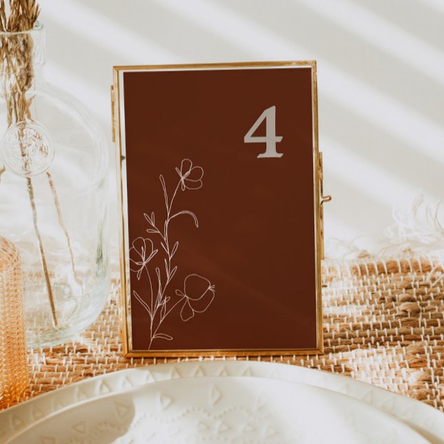 FARRAH Retro 70's Rust Blommigt Groovy Bordsnummer (Skapare uppladdad)