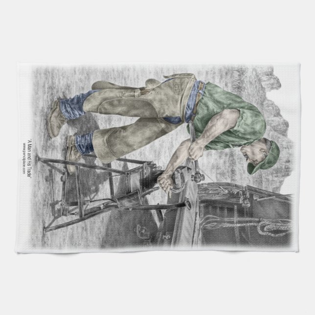 Farrier Blacksmith Använda Anvil Kökshandduk (Horisontell)