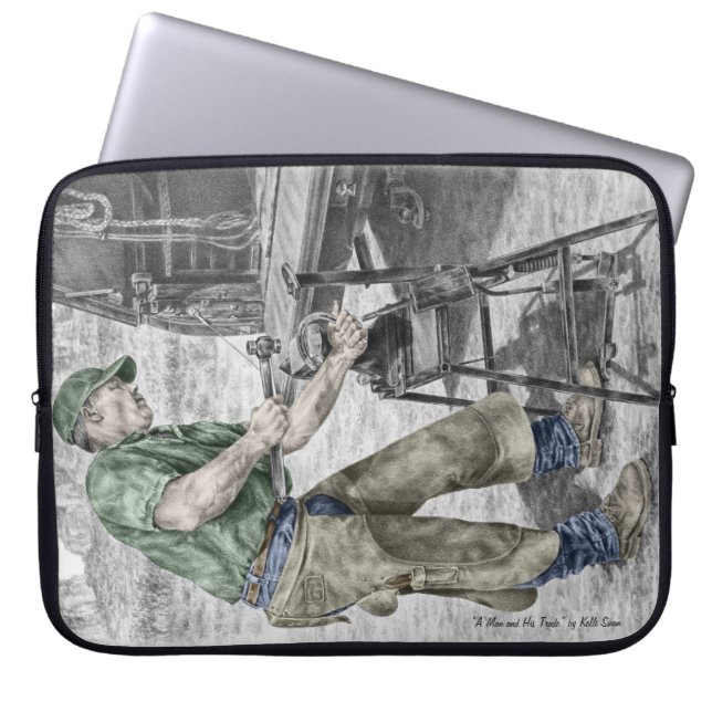 Farrier Blacksmith Använda Anvil Laptop Fodral (Framsidan)
