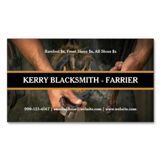 Farrier Blacksmith Horseshoeing Trimming Photo Magnetiska Visitkort
