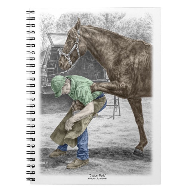 Farrier Blacksmith Shoeing Horse Anteckningsbok Med Spiral (Framsidan)