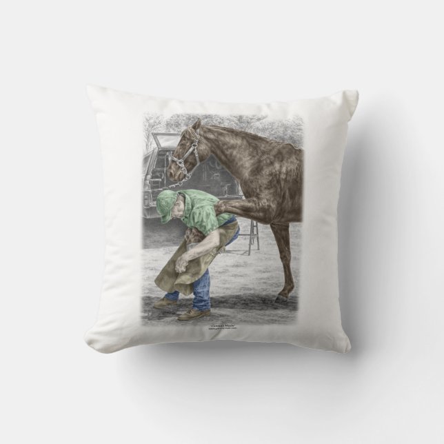 Farrier Blacksmith Shoeing Horse Kudde (Framsida)