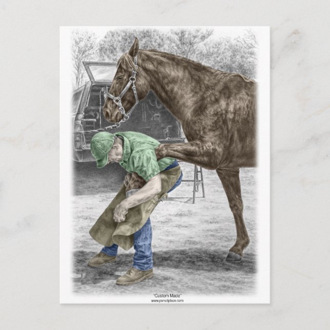 Farrier Blacksmith Shoeing Horse Vykort (Framsida)