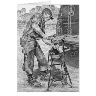 Farrier/Blacksmith Teckning av Kelli Svan Hälsningskort