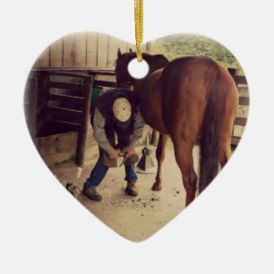 Farrier - härlig klippning för hästfotoklöv julgransprydnad keramik