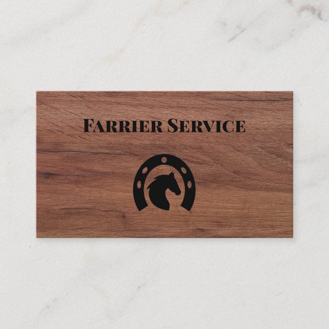 Farrier Horseshoe Service Wood Visitkort (Framsida)