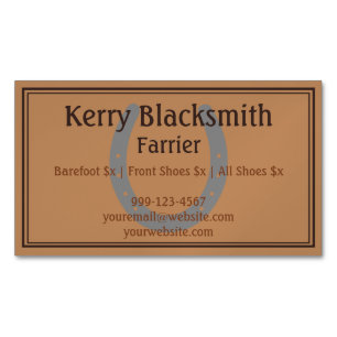Farrier Horseshoeing and Trim - Light Leather Magnetiska Visitkort