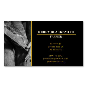 Farrier - Horseshoeing + Barefoot Trim, Black+Guld Magnetiska Visitkort
