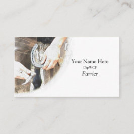 Farrier som spikar en hästsko visitkort