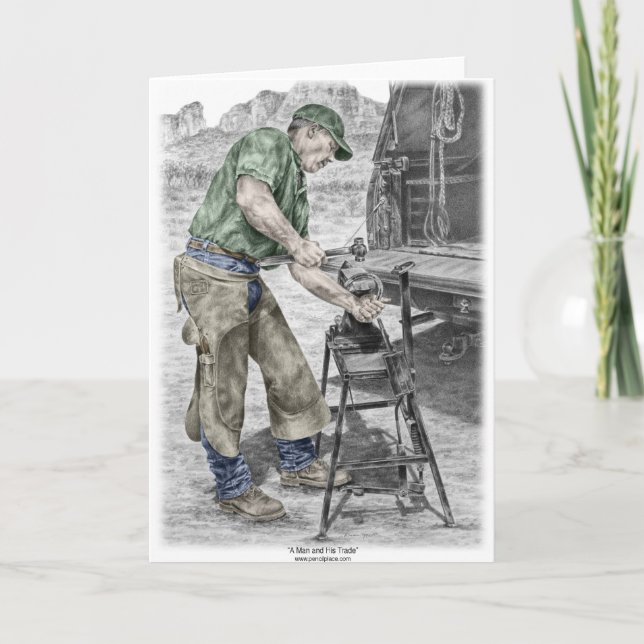 Farrierhovslagare som använder städet kort (Framsida)