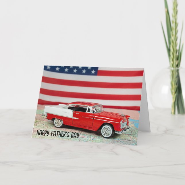 Fars dag 1955 Chevy Car Karta Kort (Framsida)