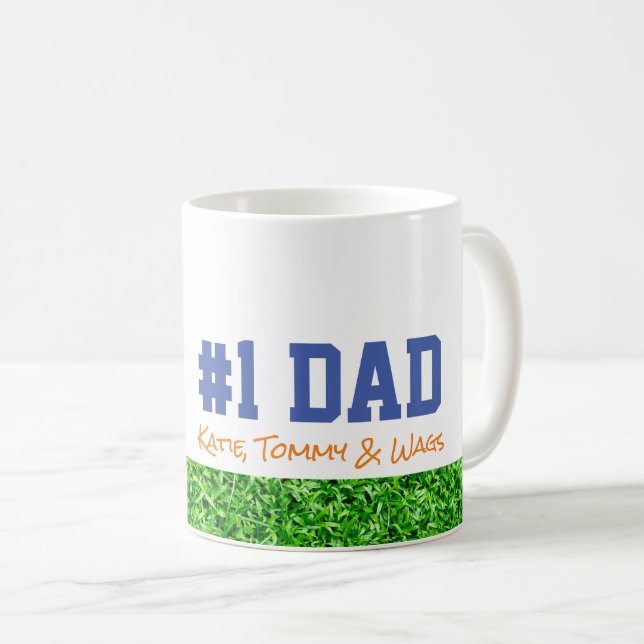 Fars dag #1 PAPPA Kids Namn Grass Roligt Kaffemugg (Framsida höger)