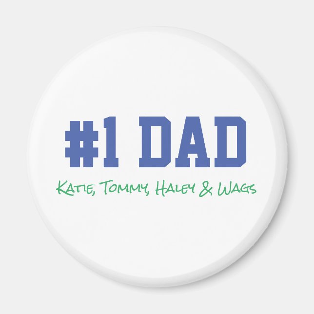 Fars dag #1 PAPPA Kids Namn Roligt  Magnet (Framsidan)