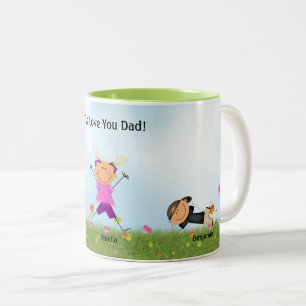 Fars dag 2 Boys 1 Girl Stick Kids Mugg