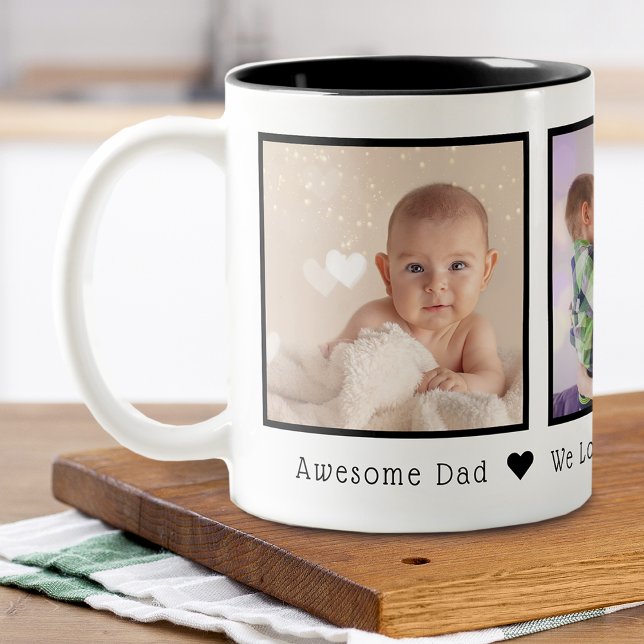 Fars dag 3 bilder Personlig Två-Tonad Mugg (Father's Day 3 Photos Personalized Two-Tone Coffee Mug)