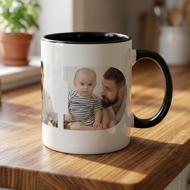 Fars dag 3-foto "Pappa" utskuren typografi Mugg (Skapare uppladdad)
