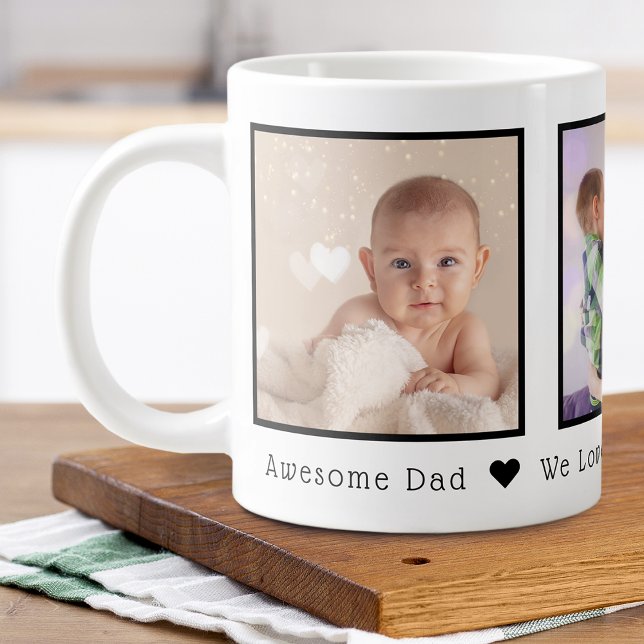 Fars dag 3 Foto Personlig Jumbo Mugg (Father's Day Multi Photo Personalized Giant Coffee Mug)