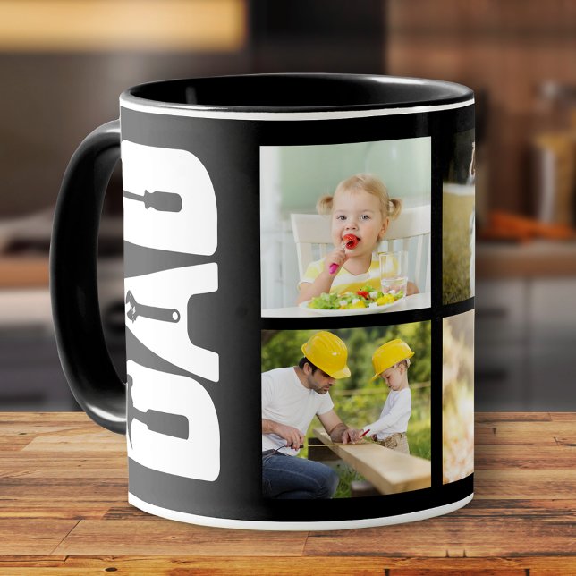 Fars dag 6 Photo Keepsak Handyman Pappa Black Mugg (Skapare uppladdad)