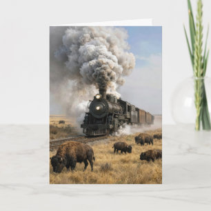 Fars dag Ånglok med betande buffel Kort