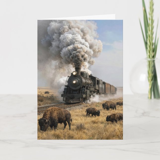 Fars dag Ånglok med betande buffel Kort (Framsida)