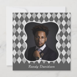 Fars dag Anpassningsbar Photo Grått Argyle Middag  Inbjudningar