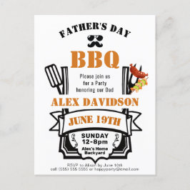 Fars dag Backyard Orange Ribbon BBQ Party Vykort