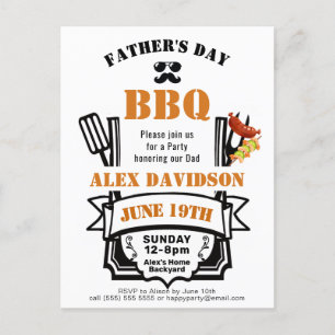 Fars dag Backyard Orange Ribbon BBQ Party Vykort