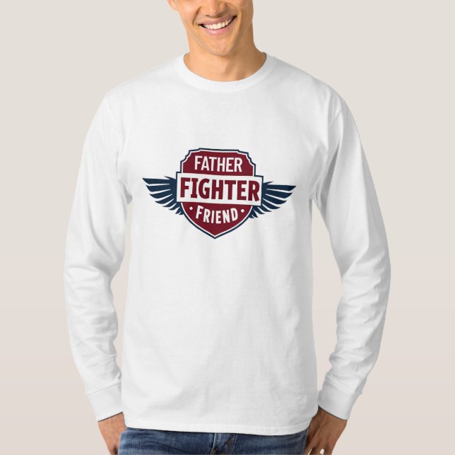 Fars dag Badge Vinge Fater-kombattant. T Shirt (Framsida)