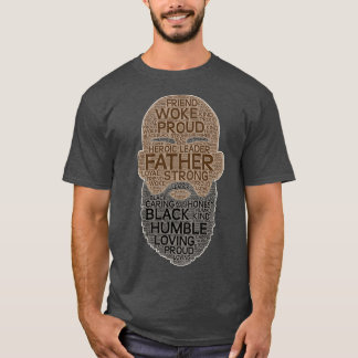 Fars dag Bald Black Far med Beard Ord Art T Shirt
