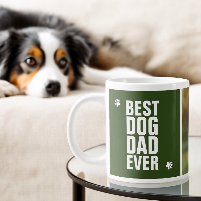 Fars dag Bästa hundpappa någonsin Foto Jumbo Mugg (Father's Day Best Dog Dad Ever Photo Giant Coffee Mug)