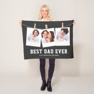 Fars dag Bästa pappa någonsin 3 Foto Collage Fleecefilt