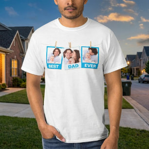 Fars dag Bästa pappa någonsin 3 Foto Collage T Shirt