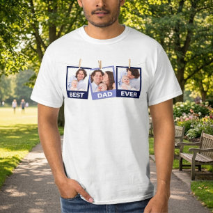 Fars dag Bästa pappa någonsin 3 Foto Collage T Shirt