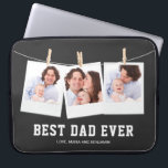 Fars dag | Bästa Pappa någonsin 3-fotokollage Laptop Fodral<br><div class="desc">Ladda upp dina favoritfoton och lägg till din namn för att göra din egen unika personlig fars dag-gåva.</div>