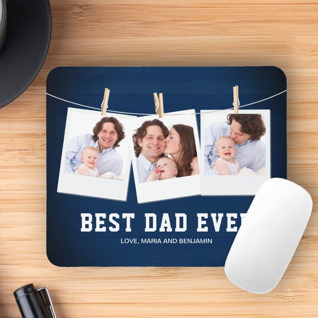 Fars dag | Bästa Pappa någonsin 3-fotokollage Musmatta (Skapare uppladdad)