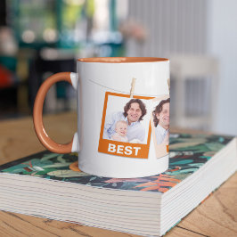 Fars dag Bästa pappa någonsin 3 Fotokollage Orange Mugg
