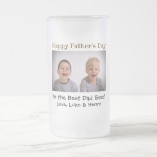 Fars dag bästa Pappa någonsin barnfoto Frostat Ölglas
