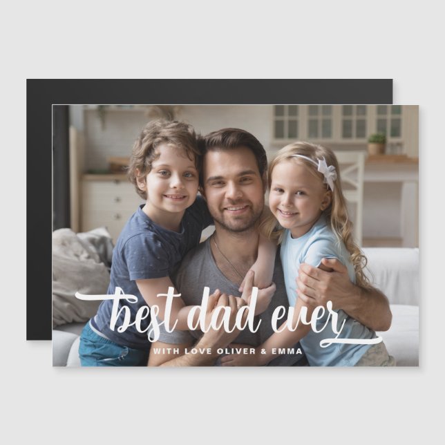 Fars dag Bästa pappa någonsin Foto Magnet Kort (Fram/baksida)