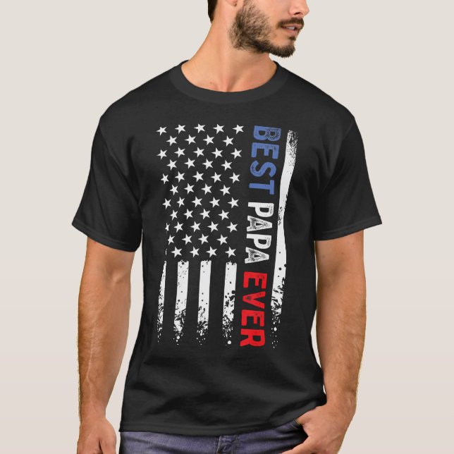 Fars dag Bästa Pappa någonsin med USA:s Flagga T Shirt (Framsida)