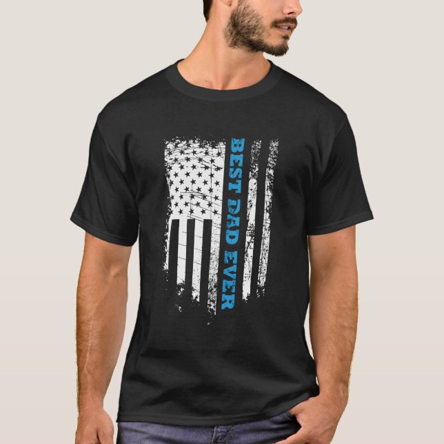Fars dag Bästa Pappa någonsin med USA:s Flagga T Shirt (Framsida)