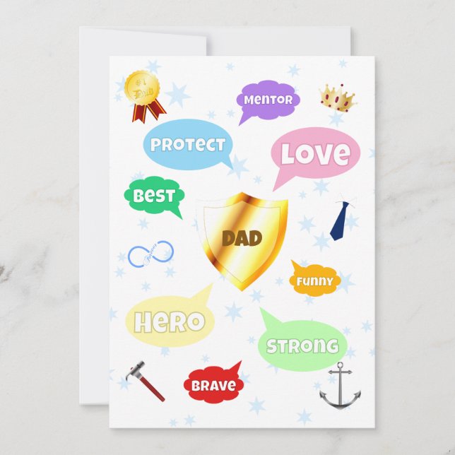 Fars dag bästa Pappa Ord molnen Kung Krona Kärlek (Framsida)