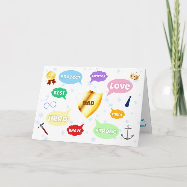 Fars dag bästa Pappa Ord molnen Kung Krona Kärlek Kort (Framsida)