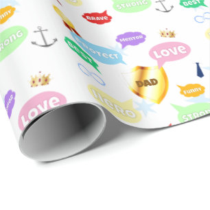 Fars dag bästa Pappa Ord molnen Kung Krona Kärlek Presentpapper