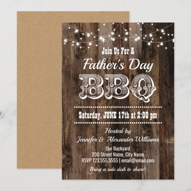 Fars dag BBQ Inbjudningar (Fram/baksida)