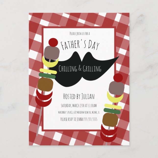 Fars dag BBQ Picnic Chilling Grilling Vykort (Framsida)